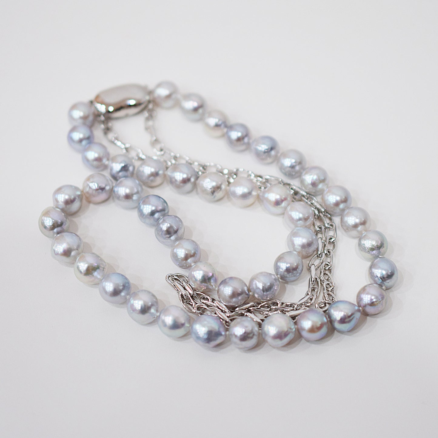 Limited to actual item Necklace Natural color Baroque 8 - 9mm Akoya Pearl Japan 16.5inch starand choker SV925