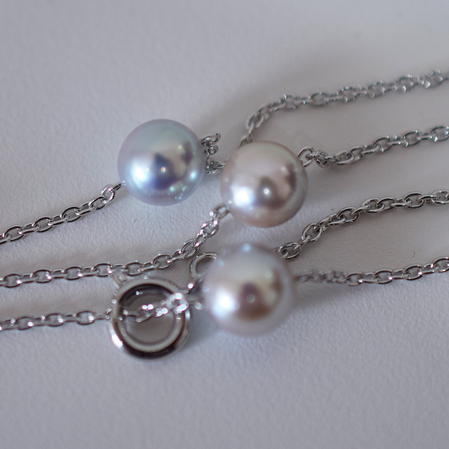 Limited to actual item 2-way Station necklace akoya pearl Natural color 6mm - 7mm Real Akoya Pearl Japan 19.6inch akoyapearl reenspearl Silver