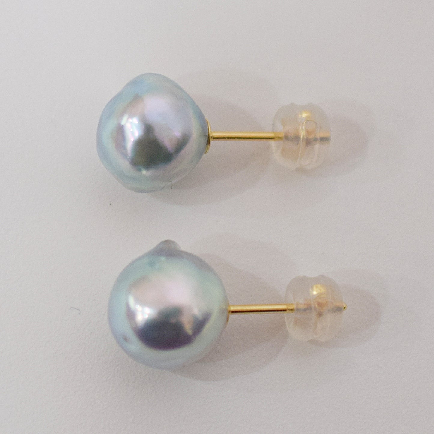 Limited to actual item Natural color akoya pearl Baroque pearl 10.5mm - 11mm 18K 14K Surgical Stainless Steel stud Earrings Japan akoyapearl