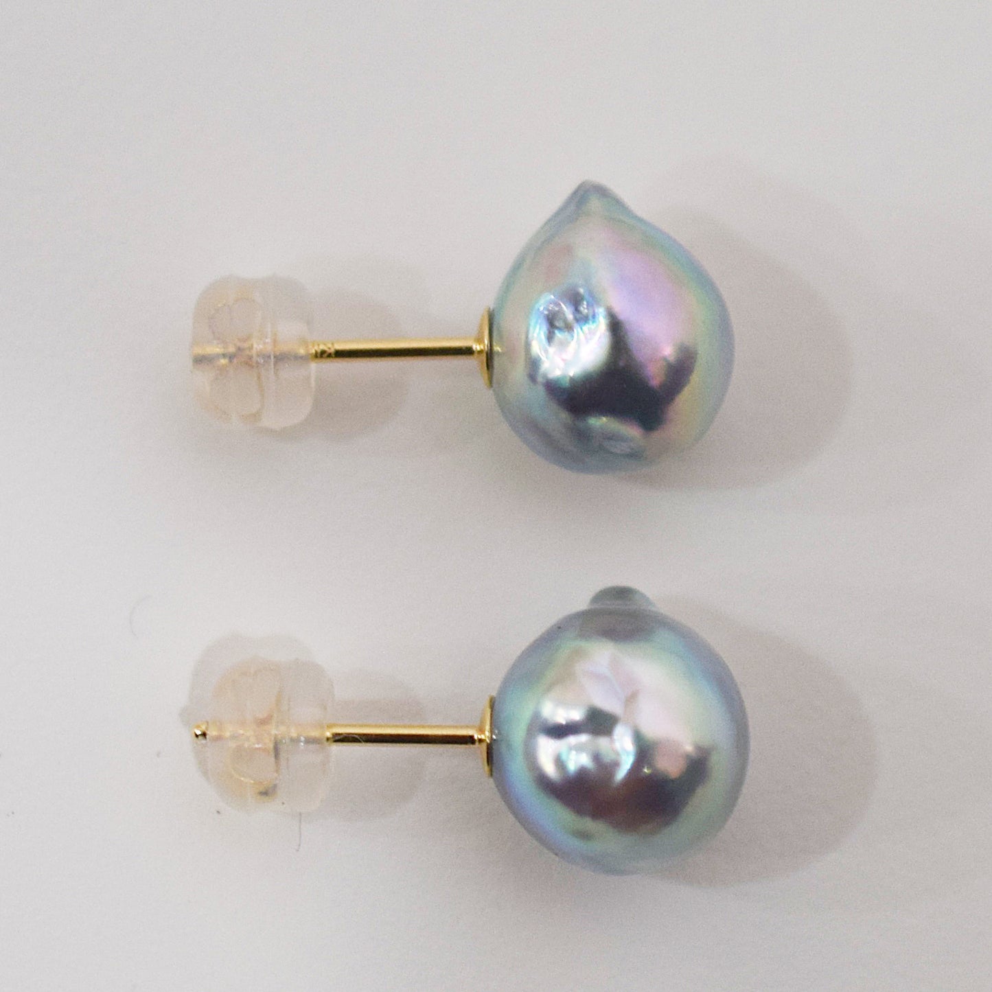 Limited to actual item Natural color akoya pearl Baroque pearl 10mm - 11mm 18K 14K Surgical Stainless Steel stud Earrings Japan akoyapearl