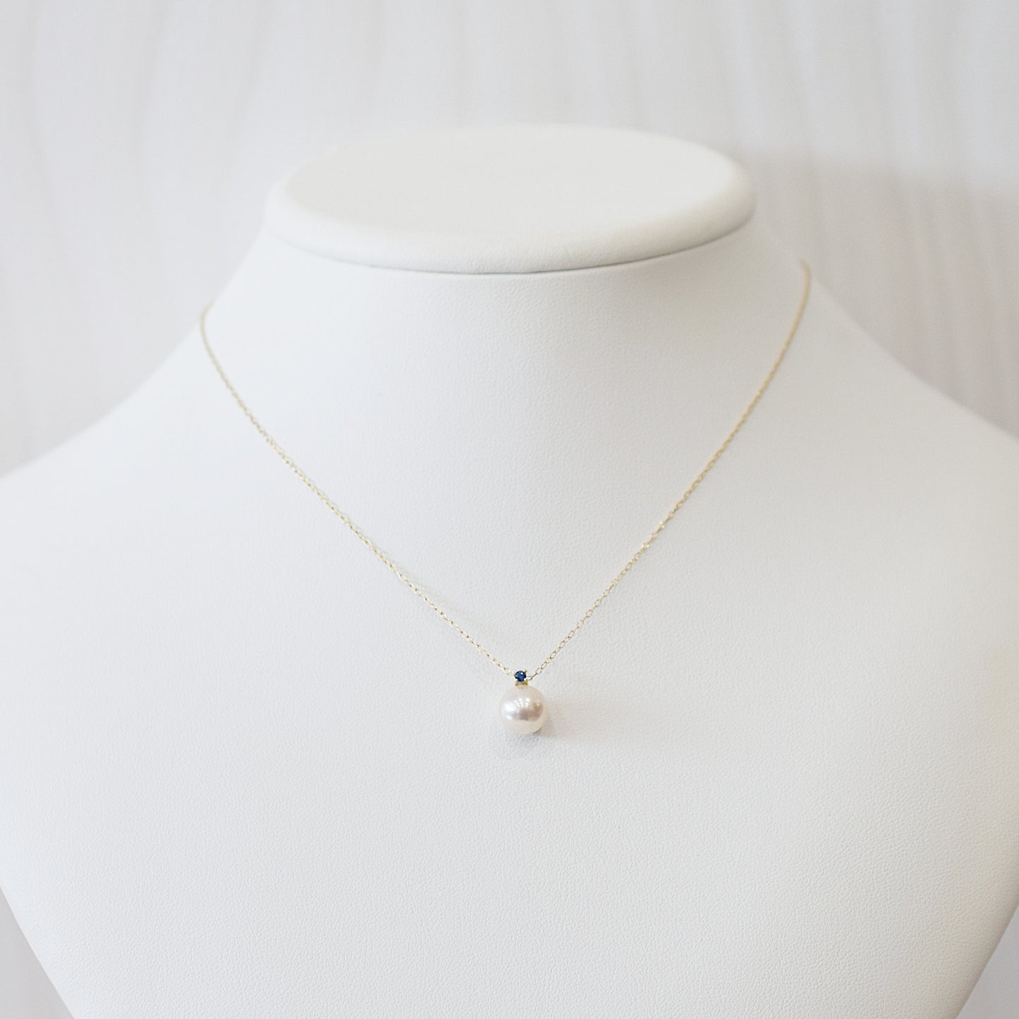 Hanadama rank White pink 8mm - 9.5mm Birthstone Sapphire 10K pendant necklace Akoya Pearl Real Japan Seawater pearl