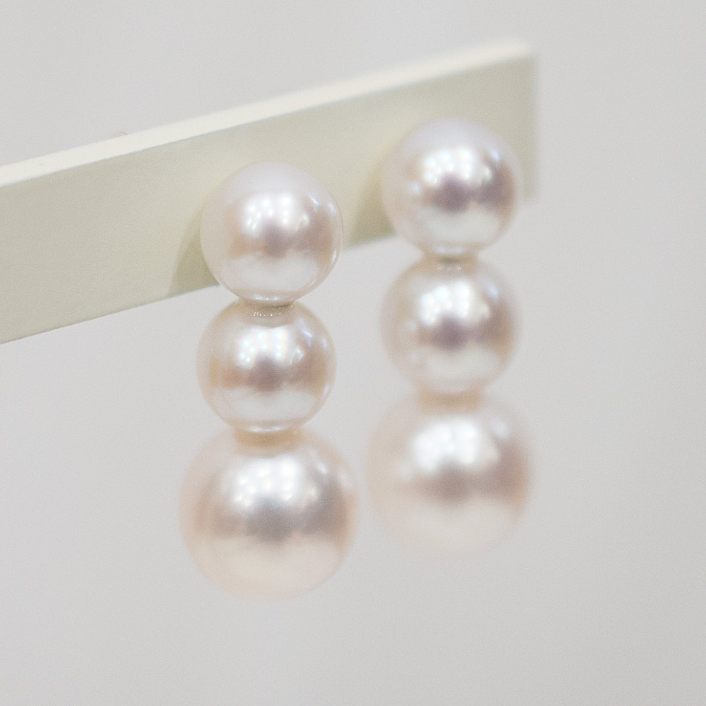 <SALE> Limited to actual item Whitepink 6mm - 6.5mm × 7.5mm - 8mm akoya pearl Earring K18YG Japan 1pair akoyapearl Seawater reenspearl