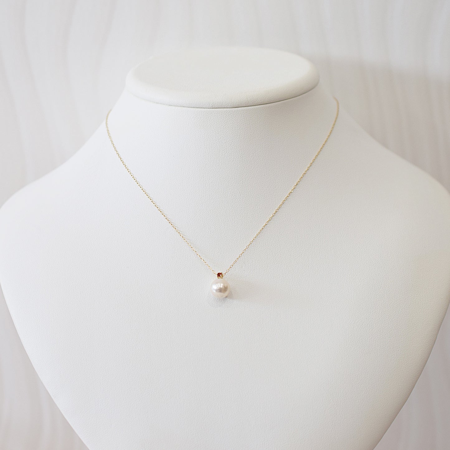 Hanadama rank White pink 8mm - 9.5mm Birthstone Garnet 10K pendant necklace Akoya Pearl Real Japan Seawater pearl