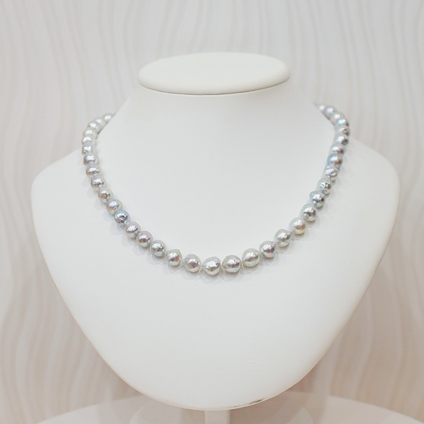 Limited to actual item Necklace Natural color Baroque 9mm - 10mm Akoya Pearl Japan 19.6inch starand choker