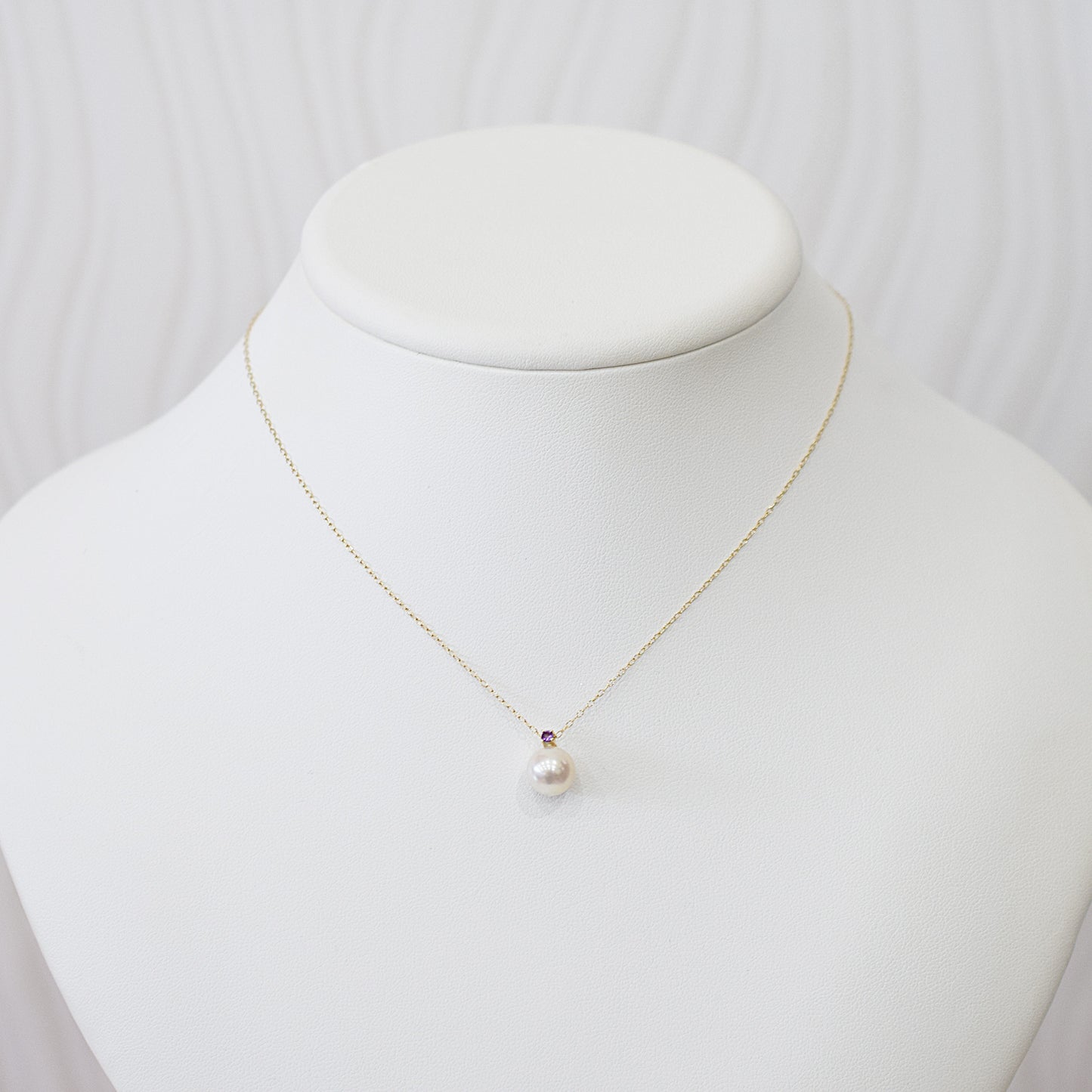 Hanadama rank White pink 8mm - 9.5mm Birthstone Amethyst 10K pendant necklace Akoya Pearl Real Japan Seawater pearl