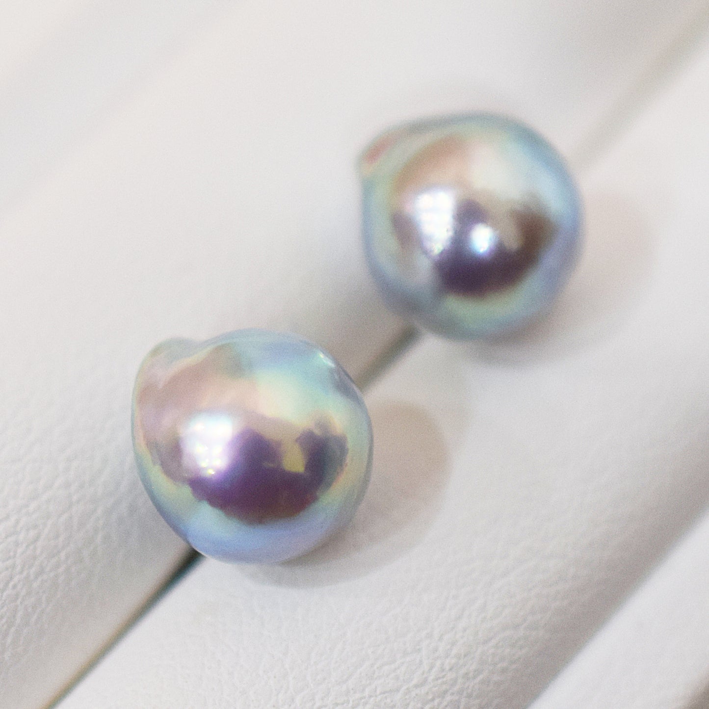 Limited to actual item Natural color akoya Baroque pearl 9.5mm - 10mm Surgical Stainless Steel Seawater Akoya Pearl Stud Earrings Japan