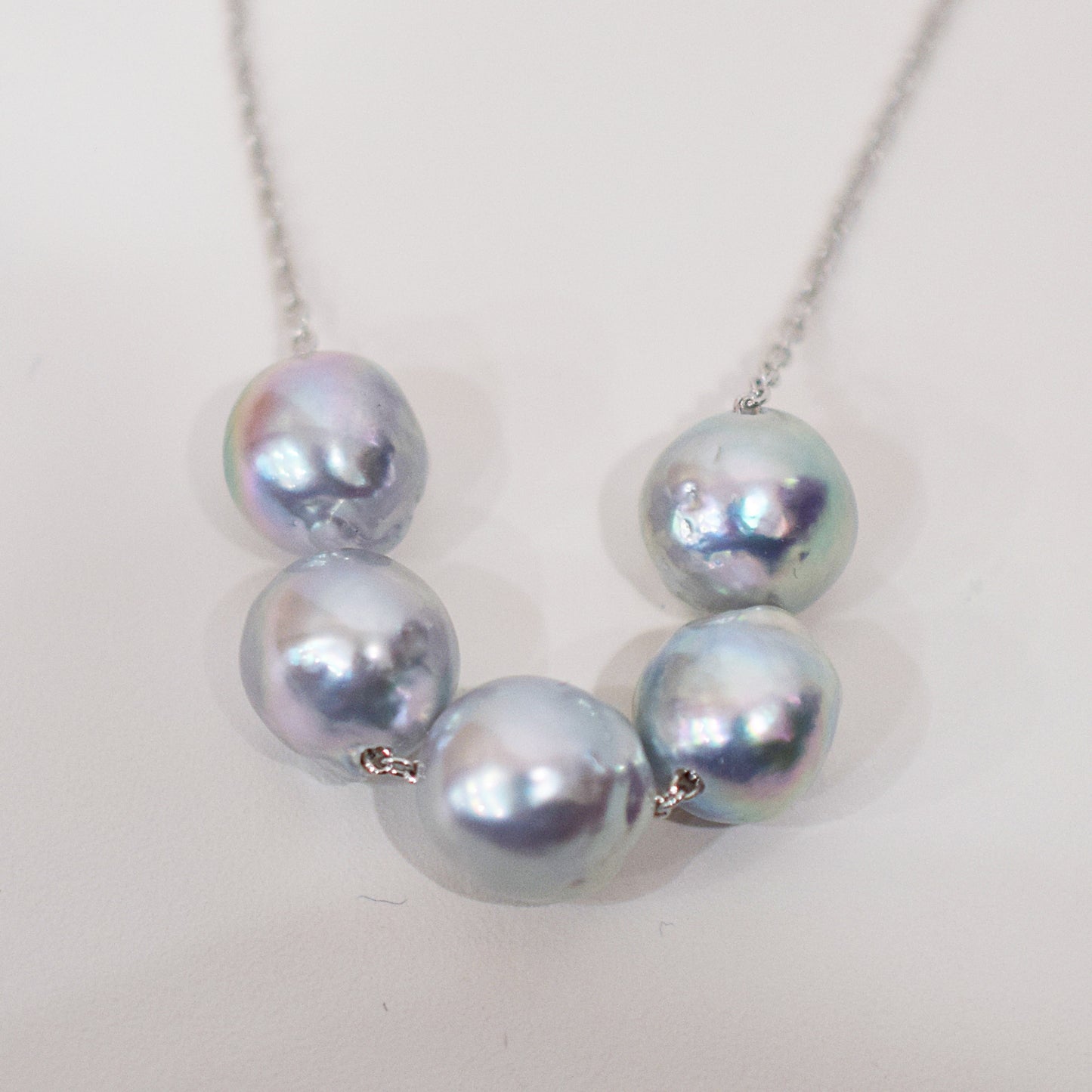 Limited to actual item Through Necklace Natural color Baroque 9 - 10mm Real Akoya Pearl Japan 17.7inch