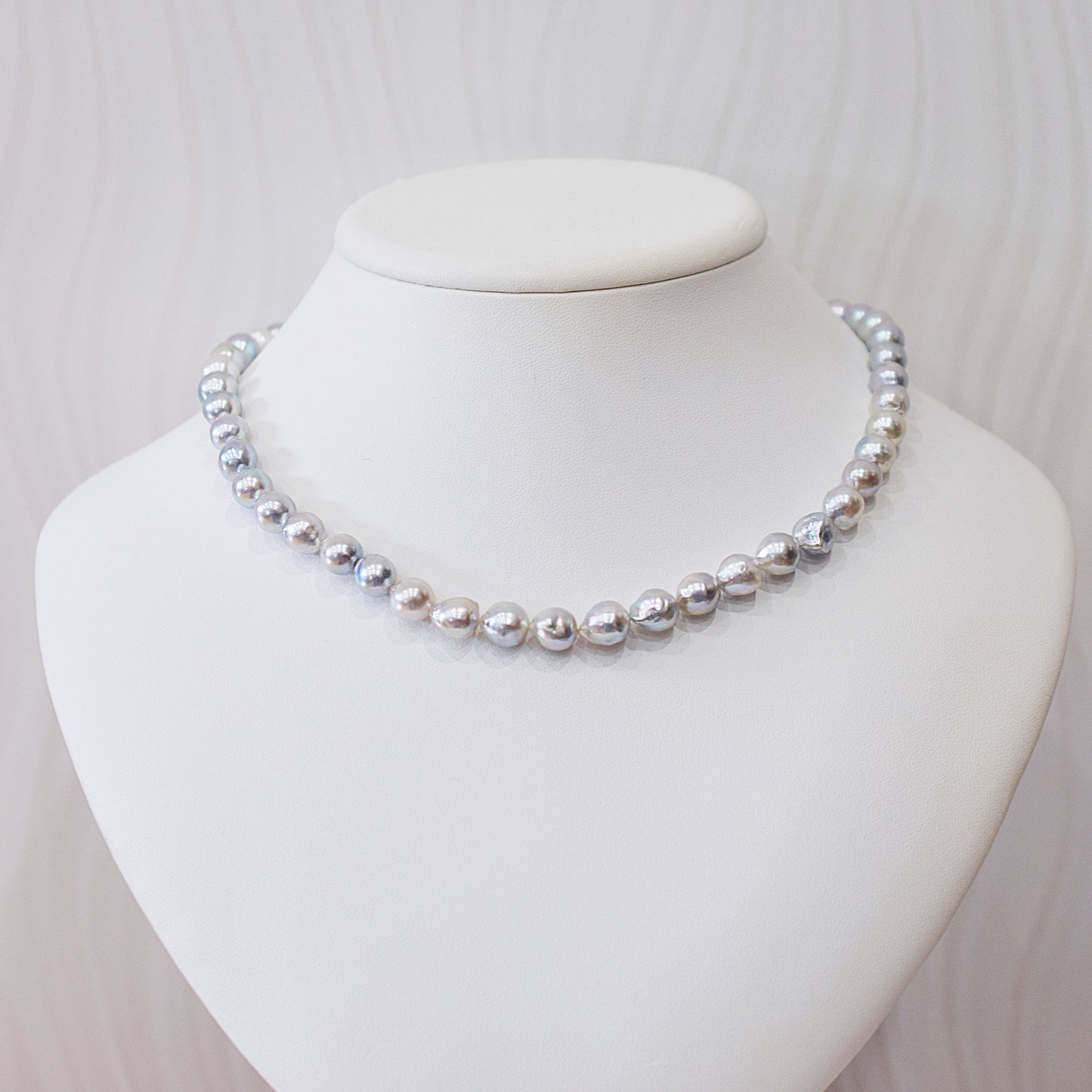 Limited to actual item Necklace Natural color Baroque 8mm - 9mm Akoya Pearl Japan 17.3inch starand choker