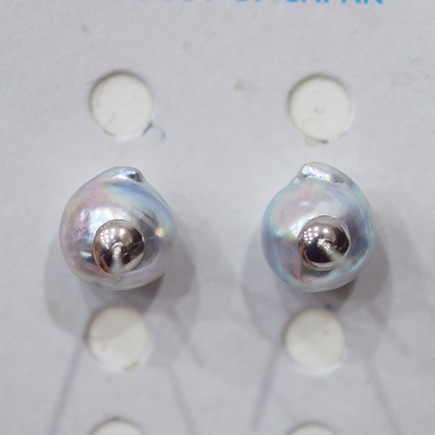 Limited to actual item Natural color akoya Baroque pearl 9.5mm - 10mm Surgical Stainless Steel Seawater Akoya Pearl Stud Earrings Japan