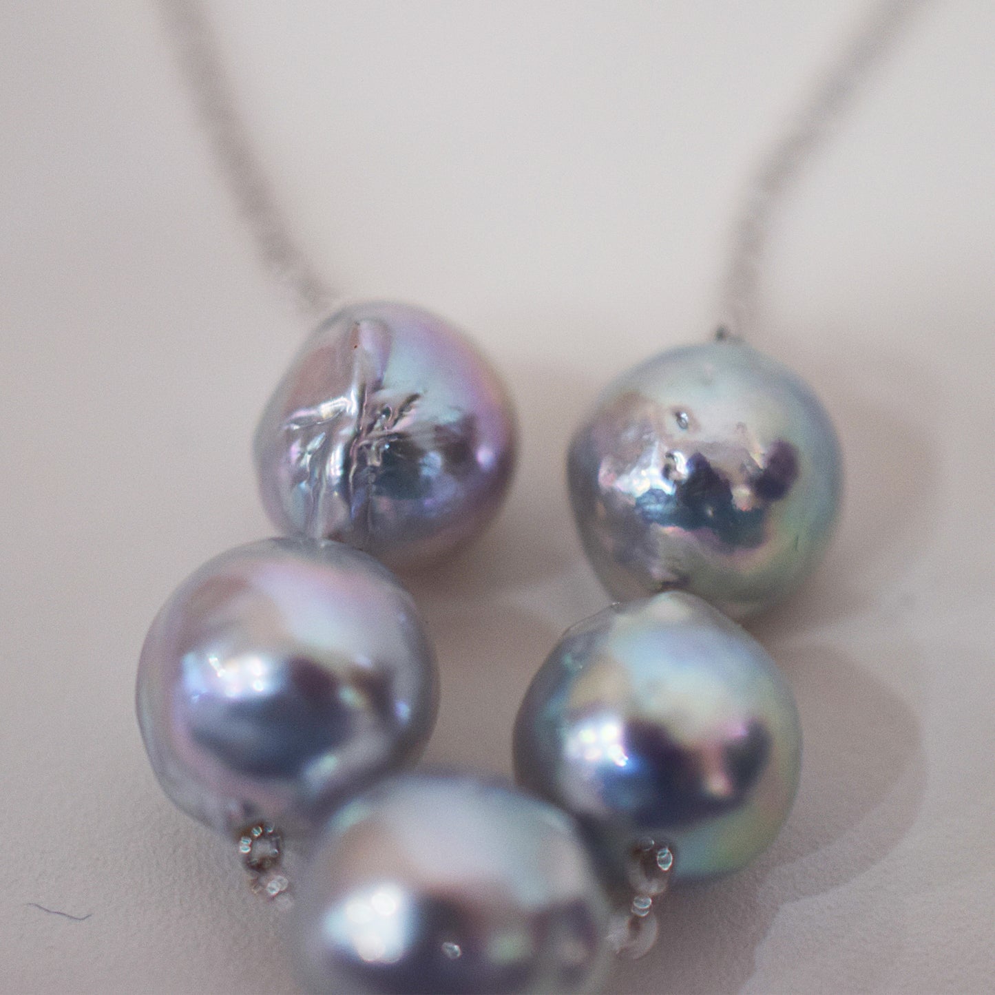 Limited to actual item Through Necklace Natural color Baroque 9 - 10mm Real Akoya Pearl Japan 17.7inch