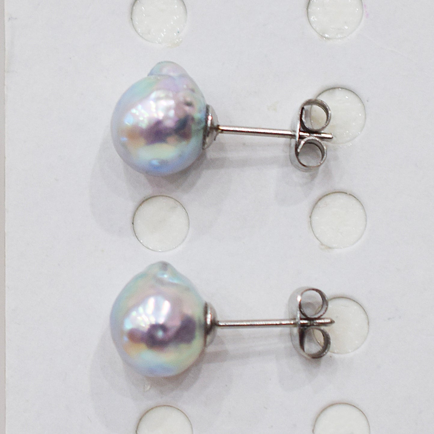 Limited to actual item Natural color akoya Baroque pearl 10mm - 10.5mm Surgical Stainless Steel Seawater Akoya Pearl Stud Earrings Japan