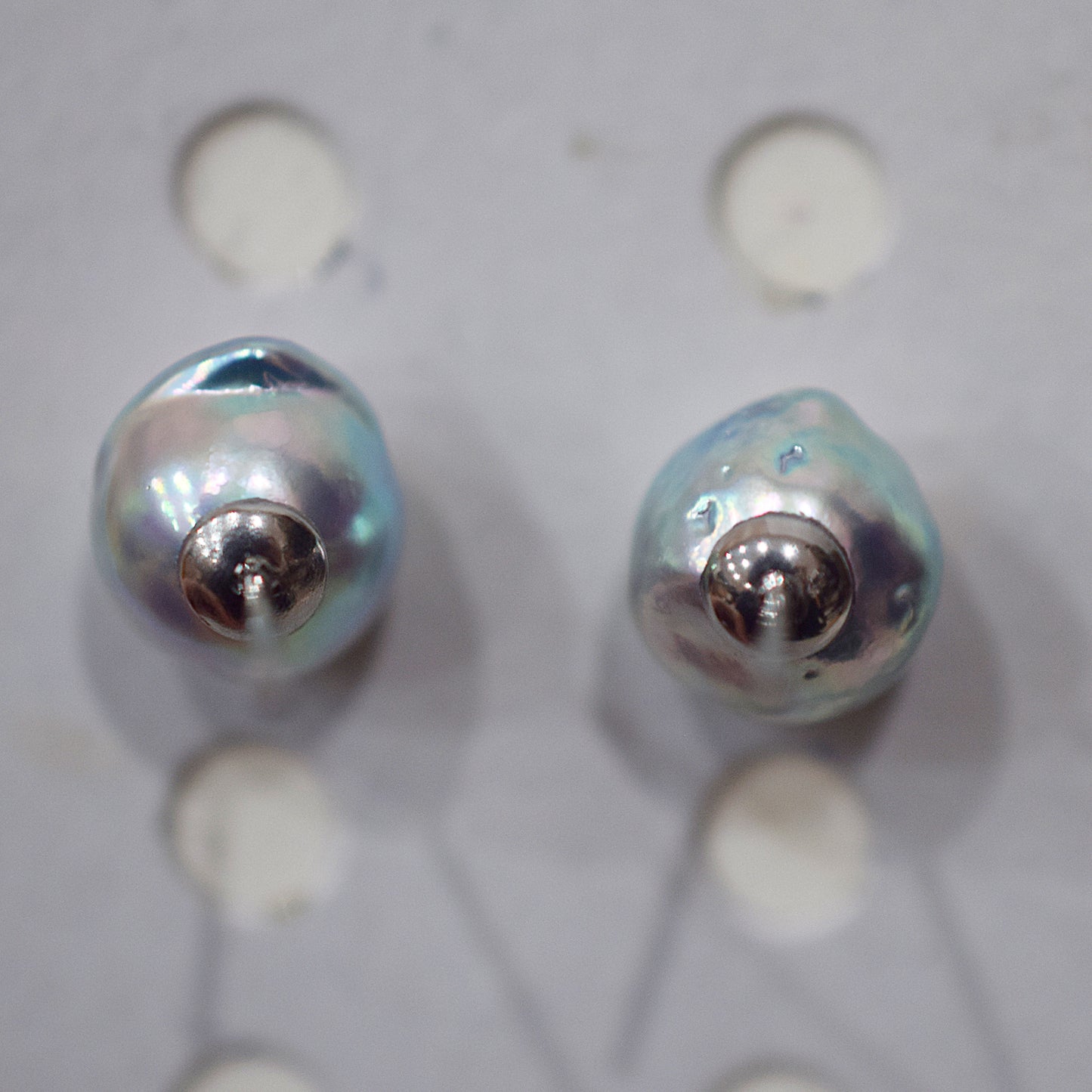 Limited to actual item Natural color akoya Baroque pearl 9.5mm - 10mm Surgical Stainless Steel Seawater Akoya Pearl Stud Earrings Japan