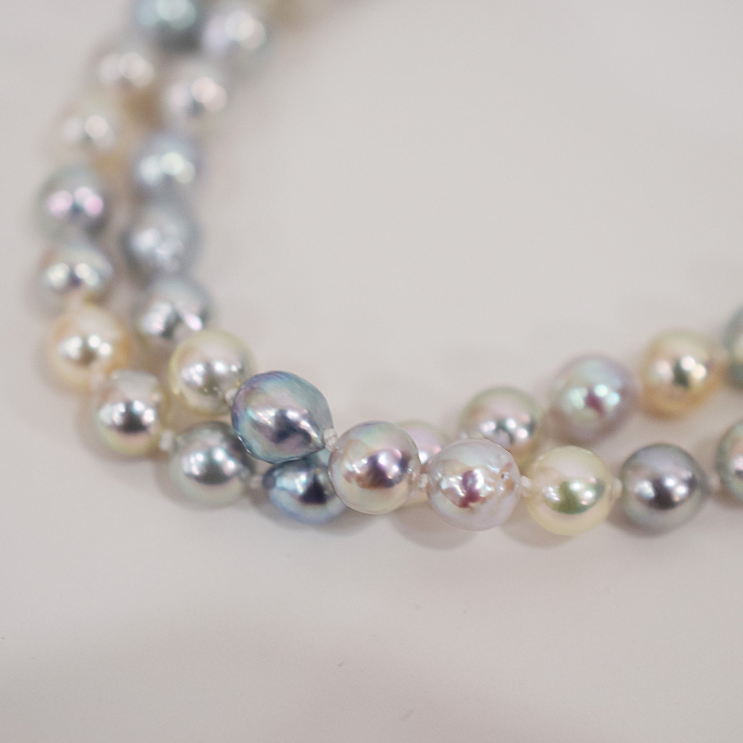 Limited to actual item Necklace Natural Multi color Semi-round Baroque 6mm - 7mm Akoya Pearl Japan 19.4inch starand choker