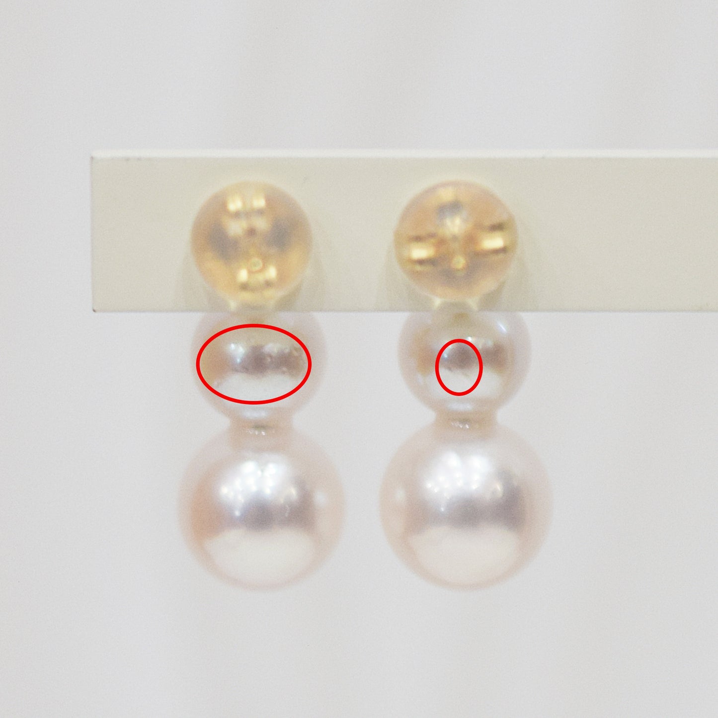 <SALE> Limited to actual item Whitepink 6mm - 6.5mm × 7.5mm - 8mm akoya pearl Earring K18YG Japan 1pair akoyapearl Seawater reenspearl