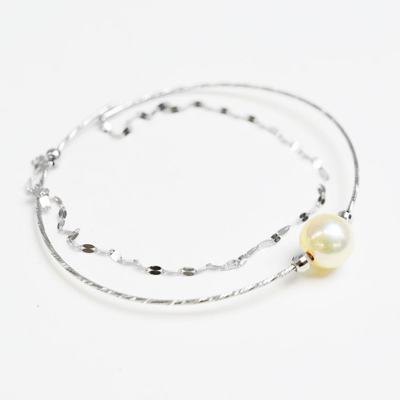 White pink 9mm - 9.5mm Akoya Pearl Cuff Bracelet Japan jewelry 18K 18KYG 18KWG Japanese reenspearl