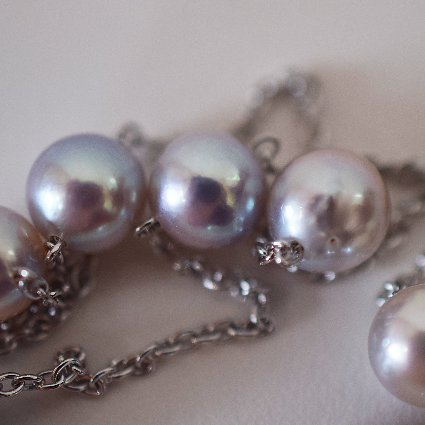 Limited to actual item 2-way Station necklace akoya pearl Natural color 6mm - 7mm Real Akoya Pearl Japan 19.6inch akoyapearl reenspearl Silver
