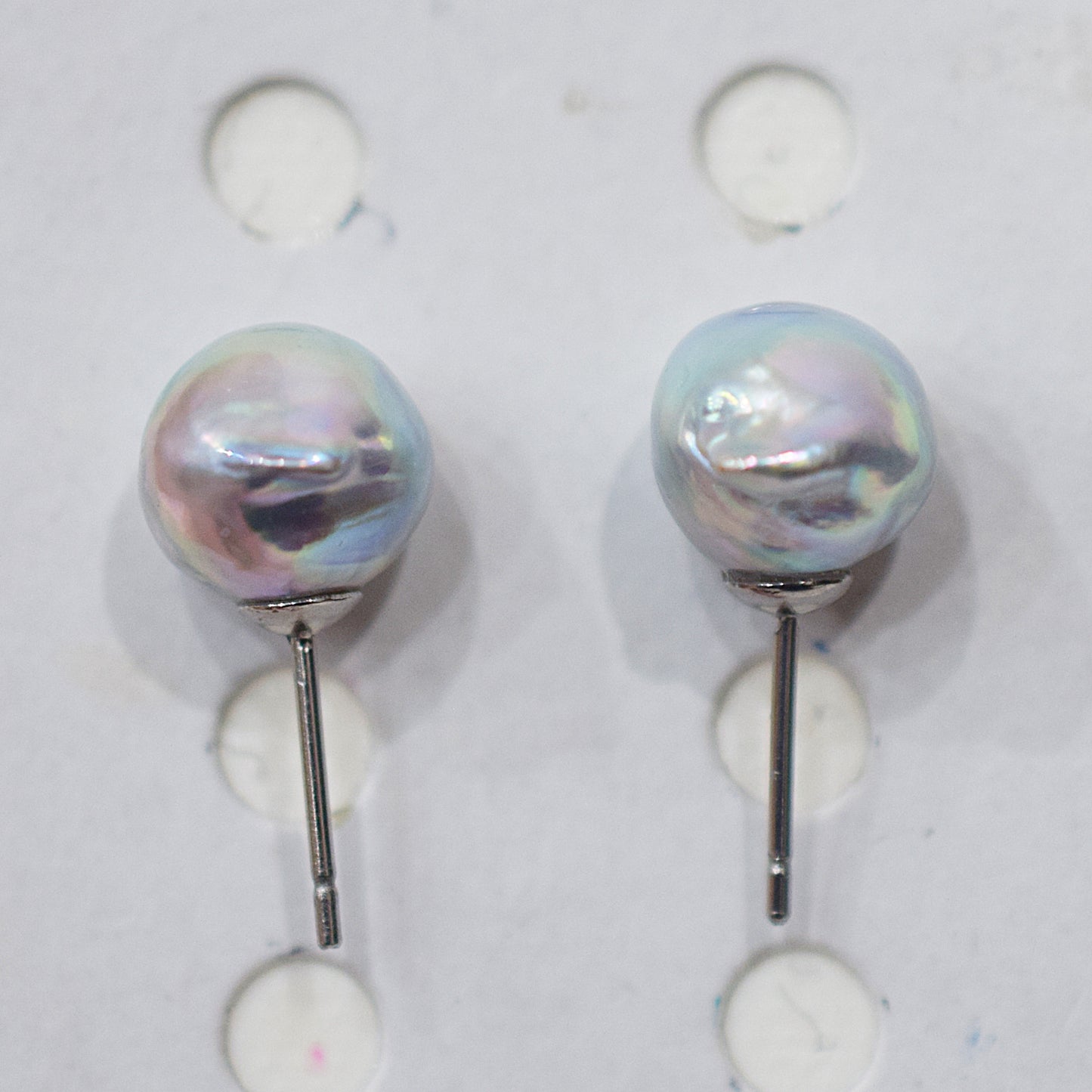Limited to actual item Natural color akoya Baroque pearl 9.5mm - 10mm Surgical Stainless Steel Seawater Akoya Pearl Stud Earrings Japan