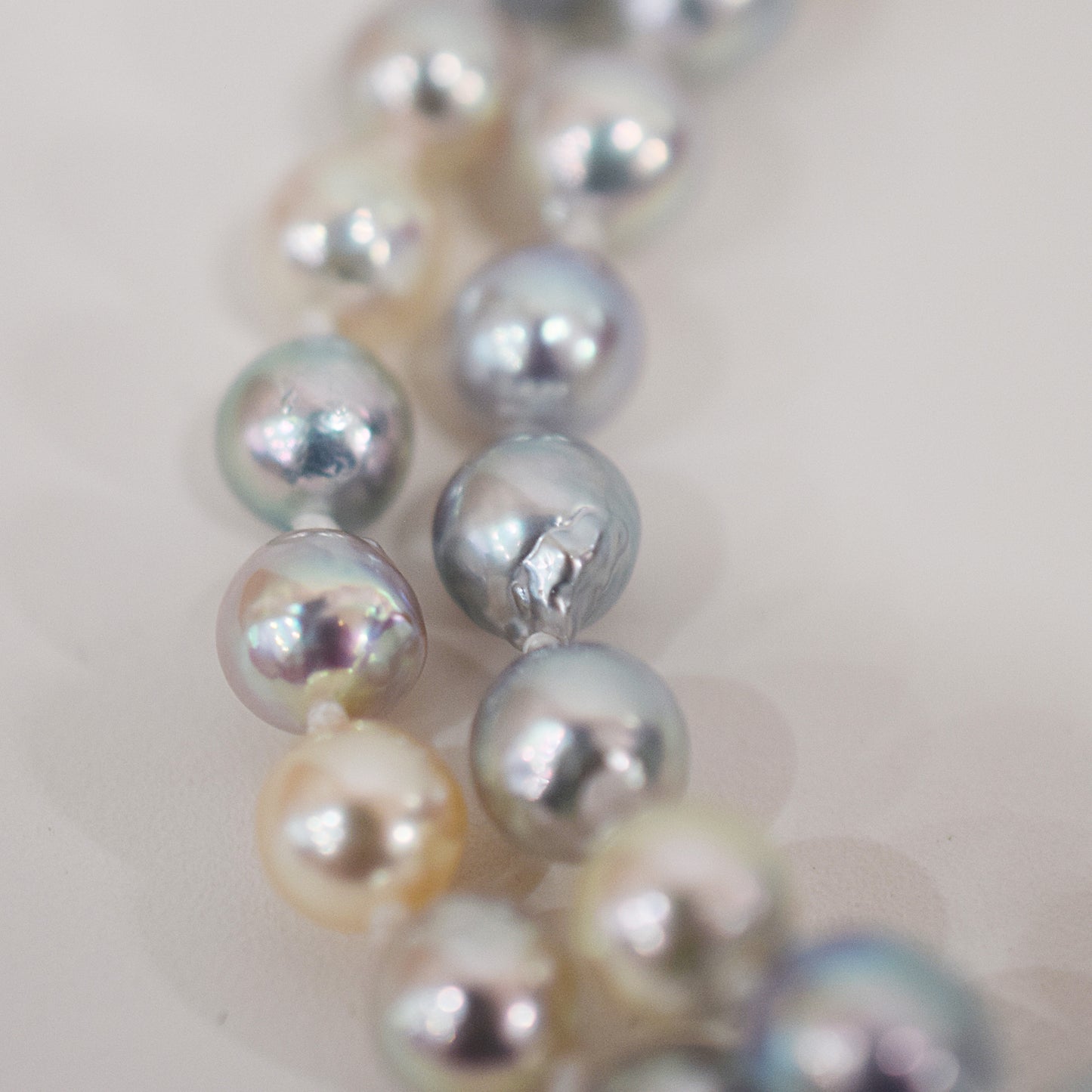 Limited to actual item Necklace Natural Multi color Semi-round Baroque 6mm - 7mm Akoya Pearl Japan 19.4inch starand choker