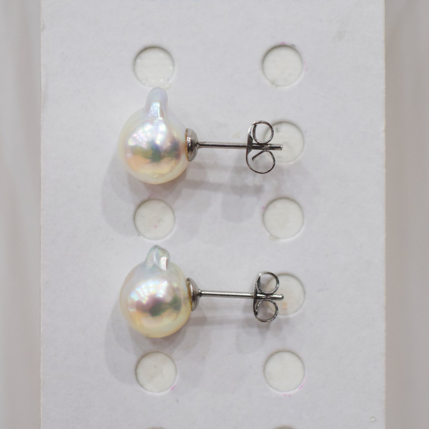 Limited to actual item Natural color akoya Baroque pearl 11mm - 11.5mm Surgical Stainless Steel Seawater Akoya Pearl Stud Earrings Japan