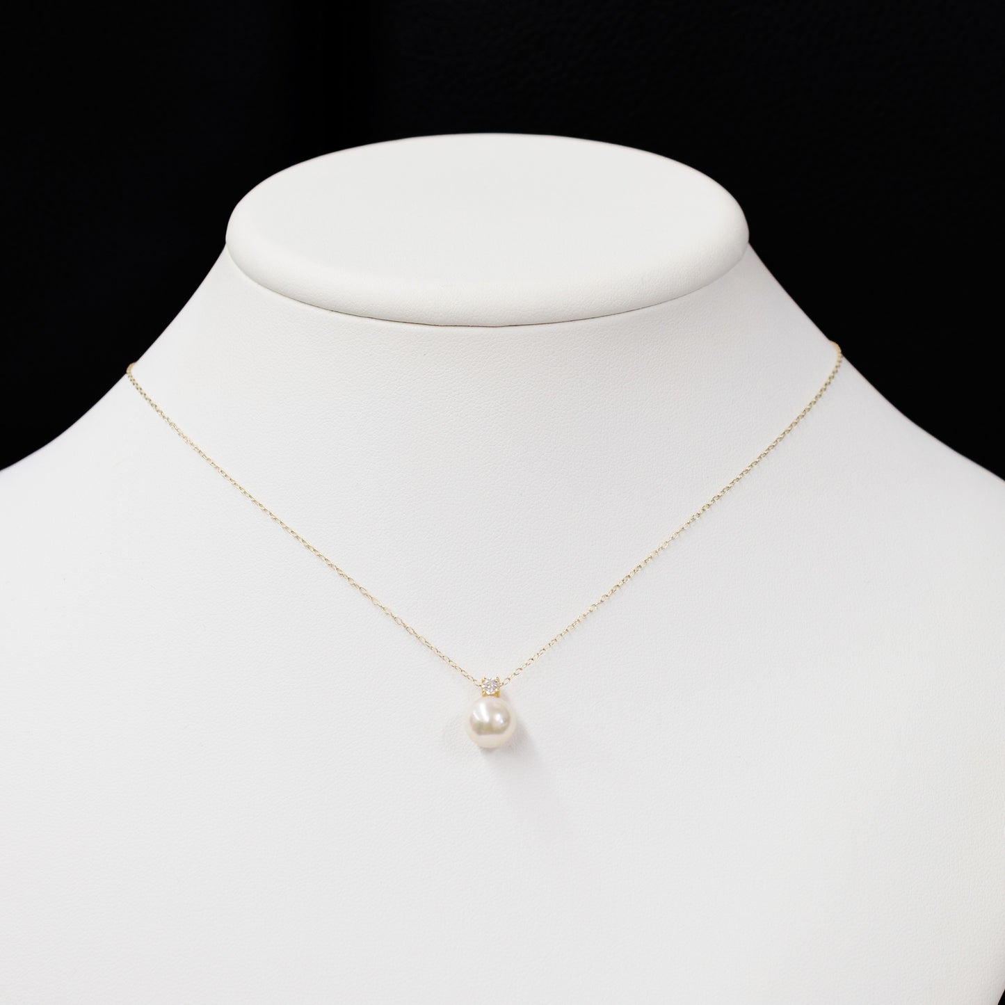 Hanadama rank White pink 8mm - 9.5mm pendant necklace Akoya Pearl diamond 0.1ct 18K Real Japan Seawater pearl reenspearl akoyapearl