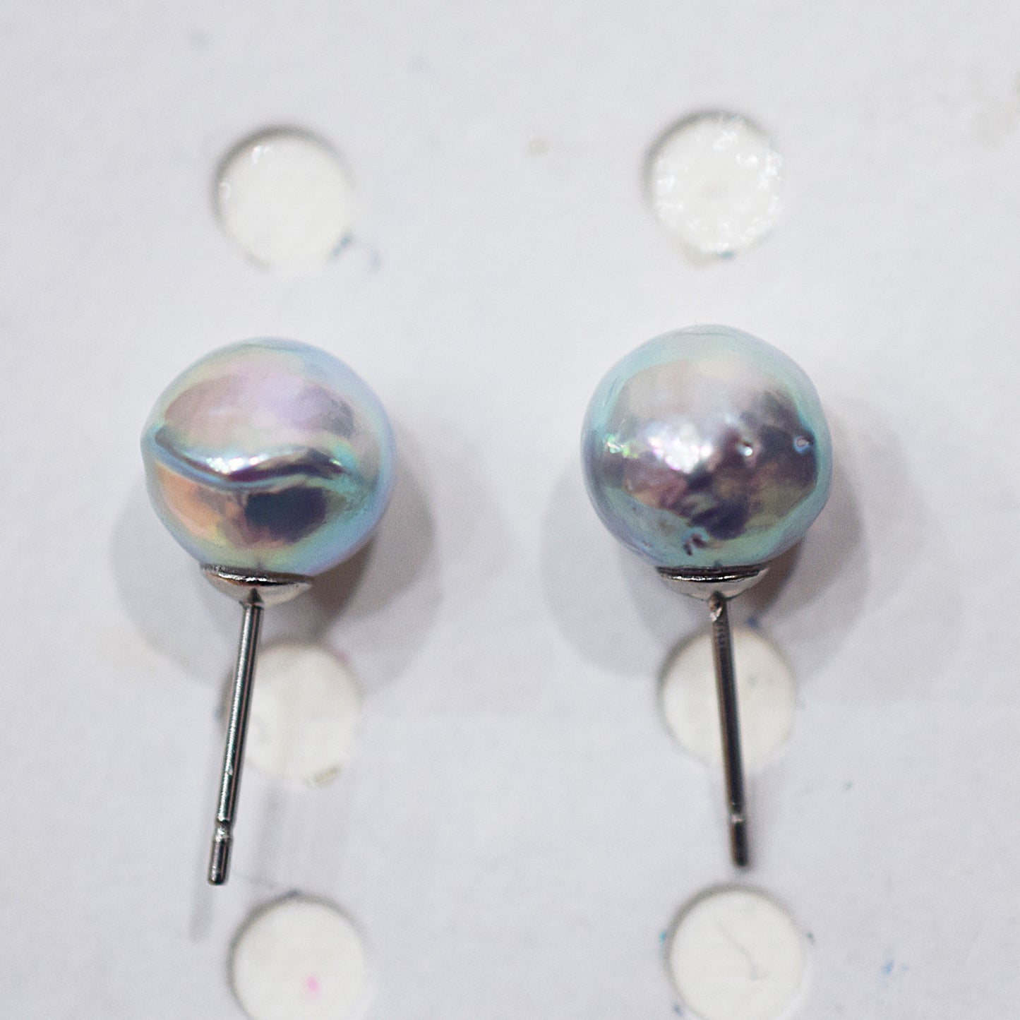 Limited to actual item Natural color akoya Baroque pearl 9.5mm - 10mm Surgical Stainless Steel Seawater Akoya Pearl Stud Earrings Japan