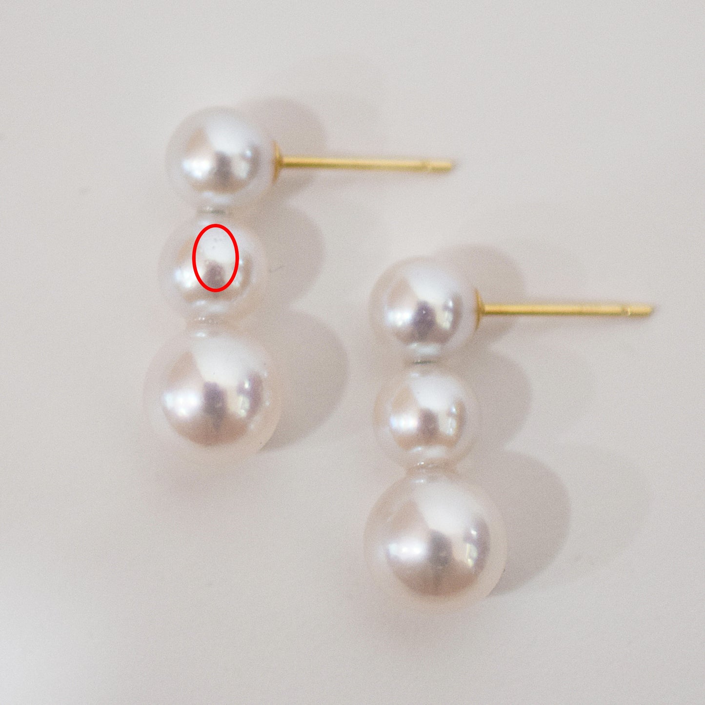 <SALE> Limited to actual item Whitepink 6mm - 6.5mm × 7.5mm - 8mm akoya pearl Earring K18YG Japan 1pair akoyapearl Seawater reenspearl