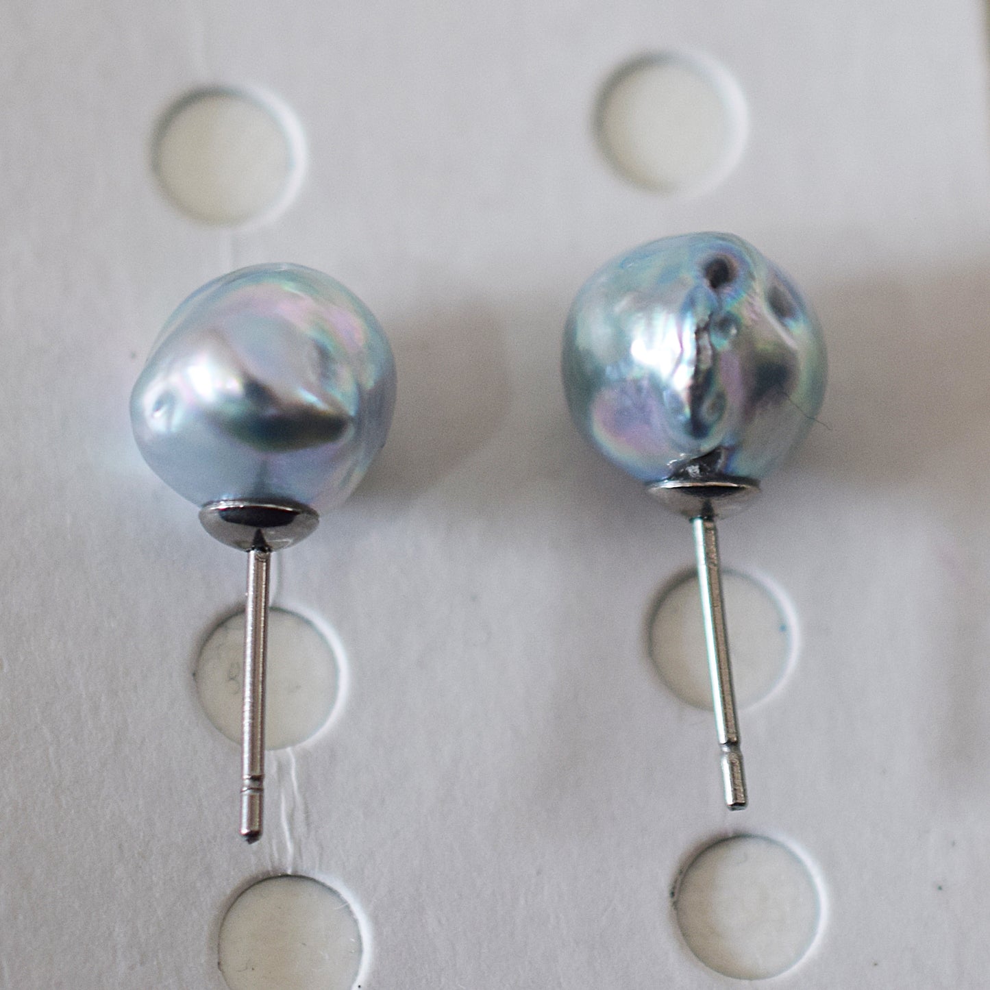 Limited to actual item Natural color akoya Baroque pearl 10.5mm - 11mm Surgical Stainless Steel Seawater Akoya Pearl Stud Earrings Japan