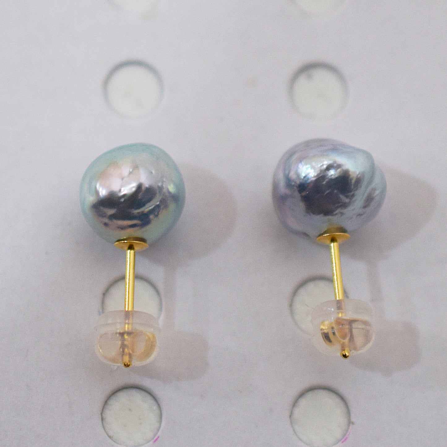 Limited to actual item Natural color akoya pearl Baroque pearl 9.5mm - 10mm 18K 14K Surgical Stainless Steel stud Earrings Japan akoyapearl