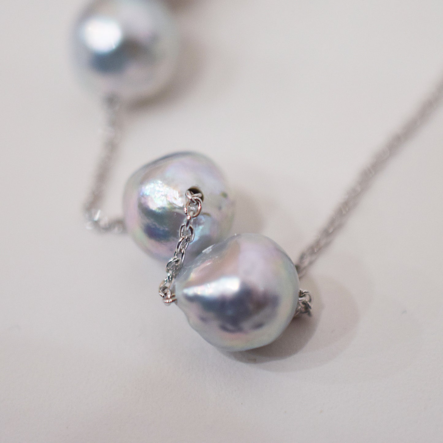 Limited to actual item Through Necklace Natural color Baroque 9 - 10mm Real Akoya Pearl Japan 17.7inch