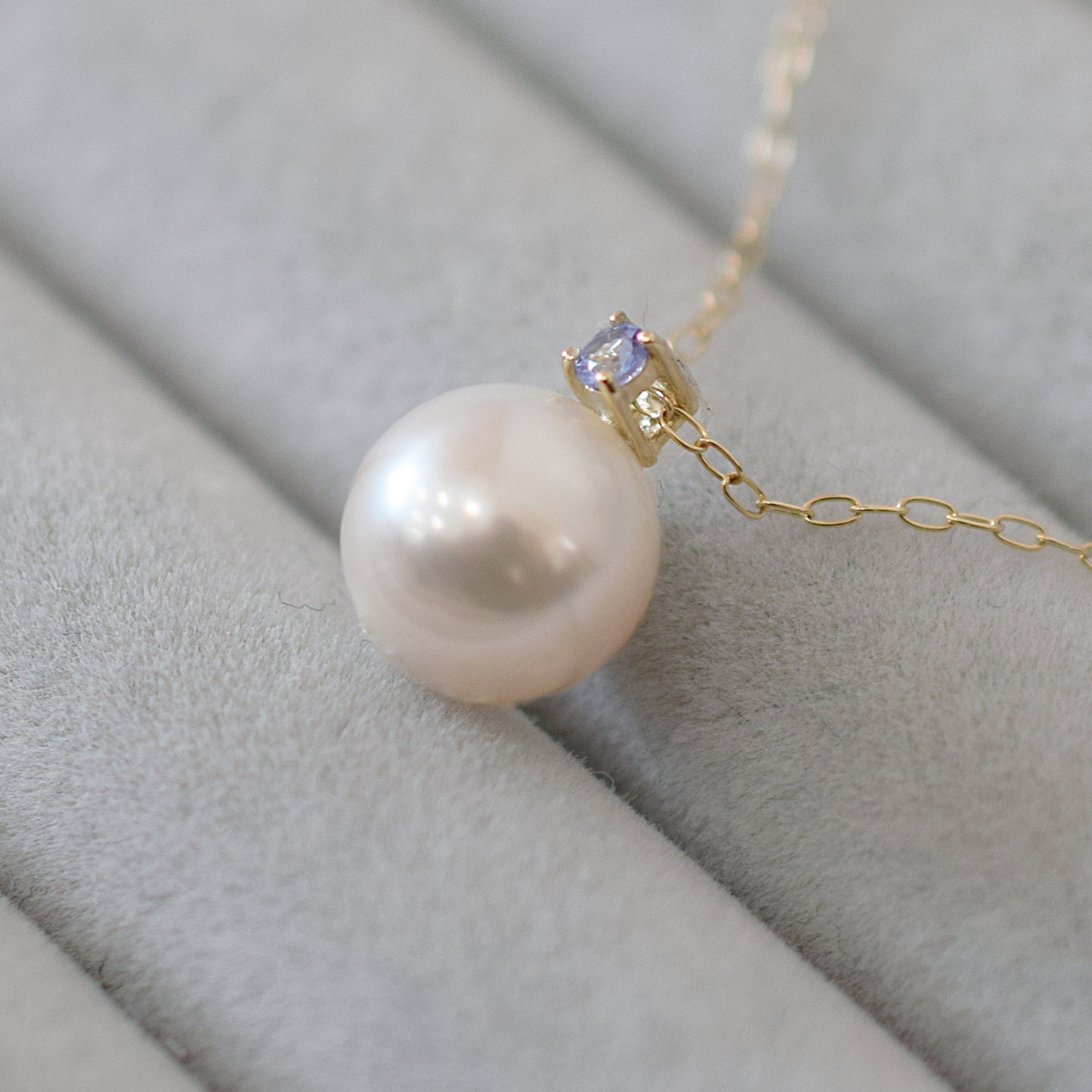 Hanadama rank White pink 8mm - 9.5mm Birthstone Tanzanite 10K pendant necklace Akoya Pearl Real Japan Seawater pearl