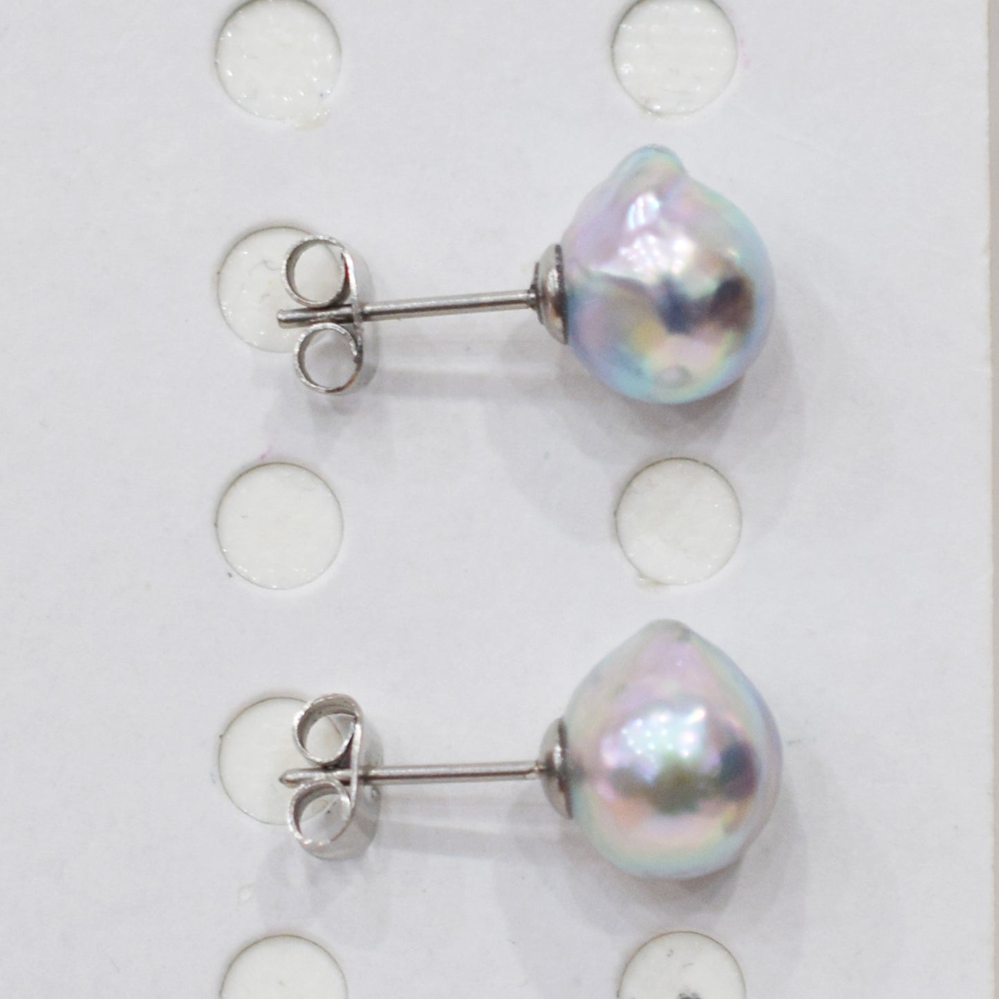 Limited to actual item Natural color akoya Baroque pearl 10mm - 10.5mm Surgical Stainless Steel Seawater Akoya Pearl Stud Earrings Japan