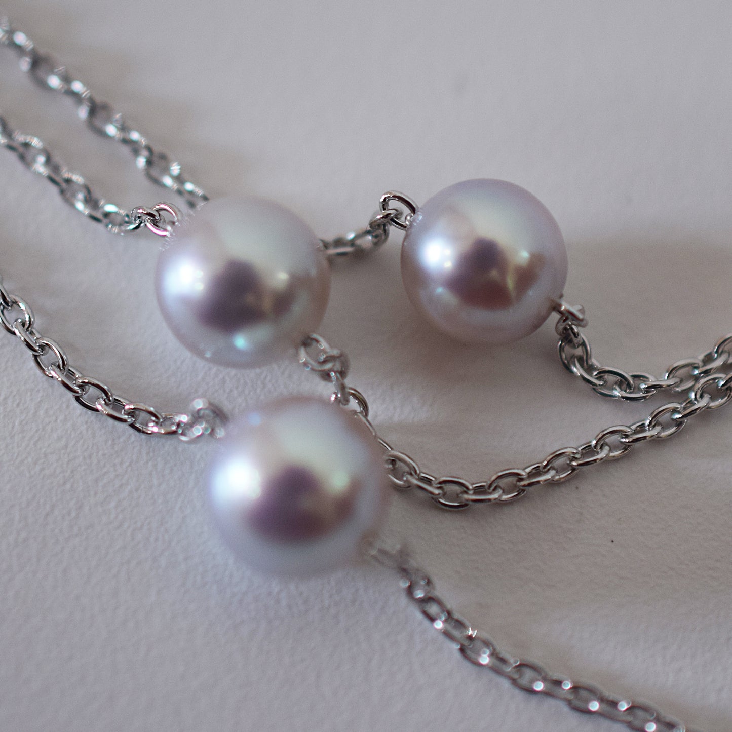 Limited to actual item 2-way Station necklace akoya pearl Natural color 6mm - 7mm Real Akoya Pearl Japan 19.6inch akoyapearl reenspearl Silver