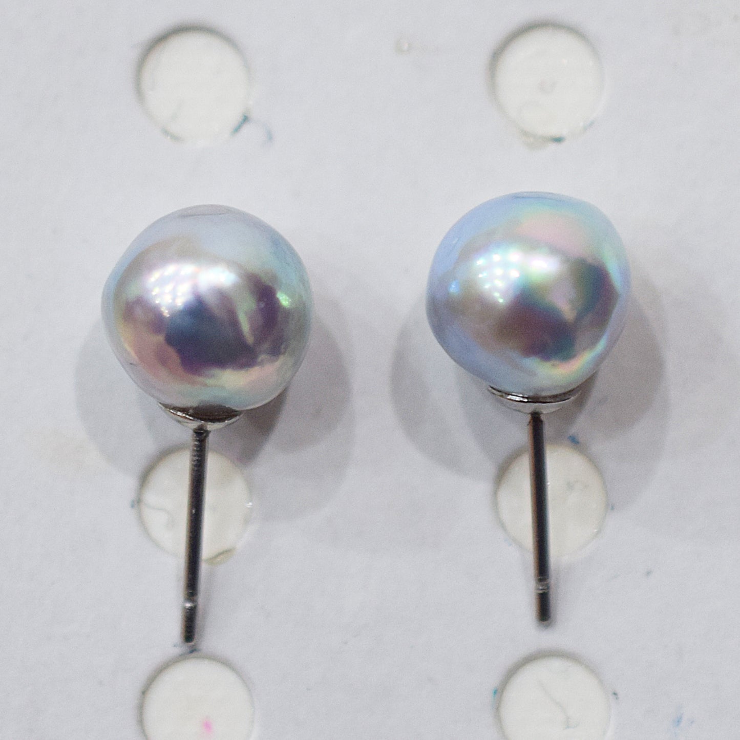 Limited to actual item Natural color akoya Baroque pearl 9.5mm - 10mm Surgical Stainless Steel Seawater Akoya Pearl Stud Earrings Japan