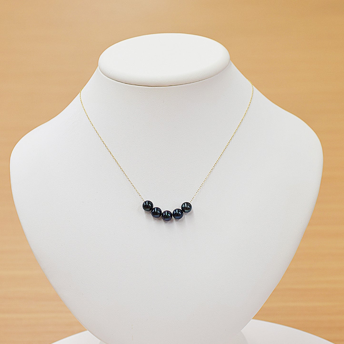<SALE> Limited to actual item Black 7mm - 7.5mm aakoya pearl through necklace 10K Real Japan reenspearl Japanese Seawater pearl dyed color