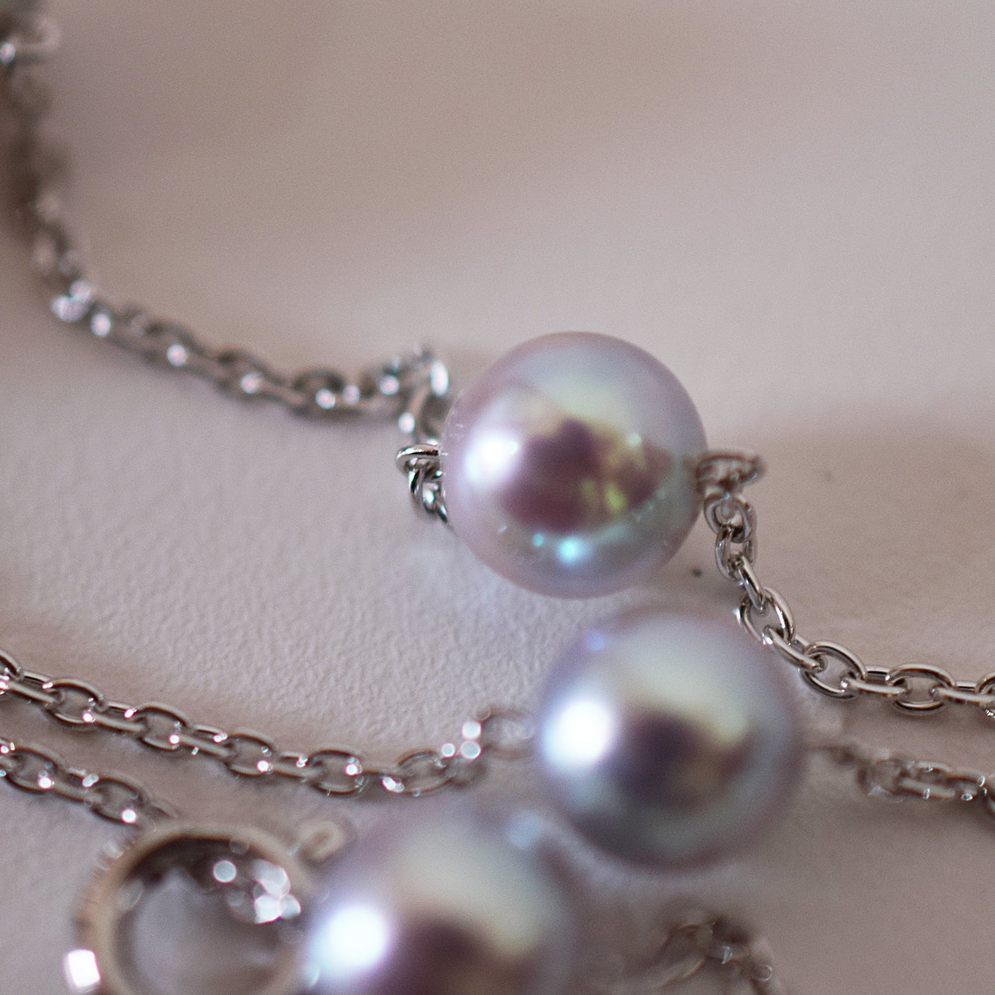 Limited to actual item 2-way Station necklace akoya pearl Natural color 6mm - 7mm Real Akoya Pearl Japan 19.6inch akoyapearl reenspearl Silver