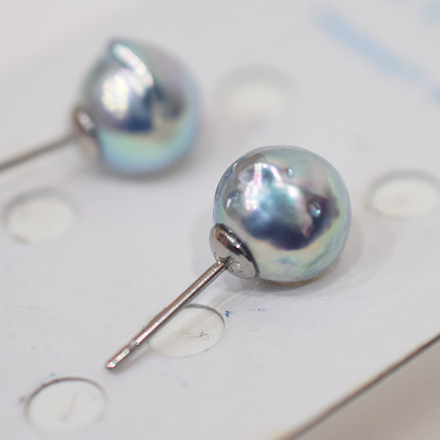 Limited to actual item Natural color akoya Baroque pearl 9.5mm - 10mm Surgical Stainless Steel Seawater Akoya Pearl Stud Earrings Japan