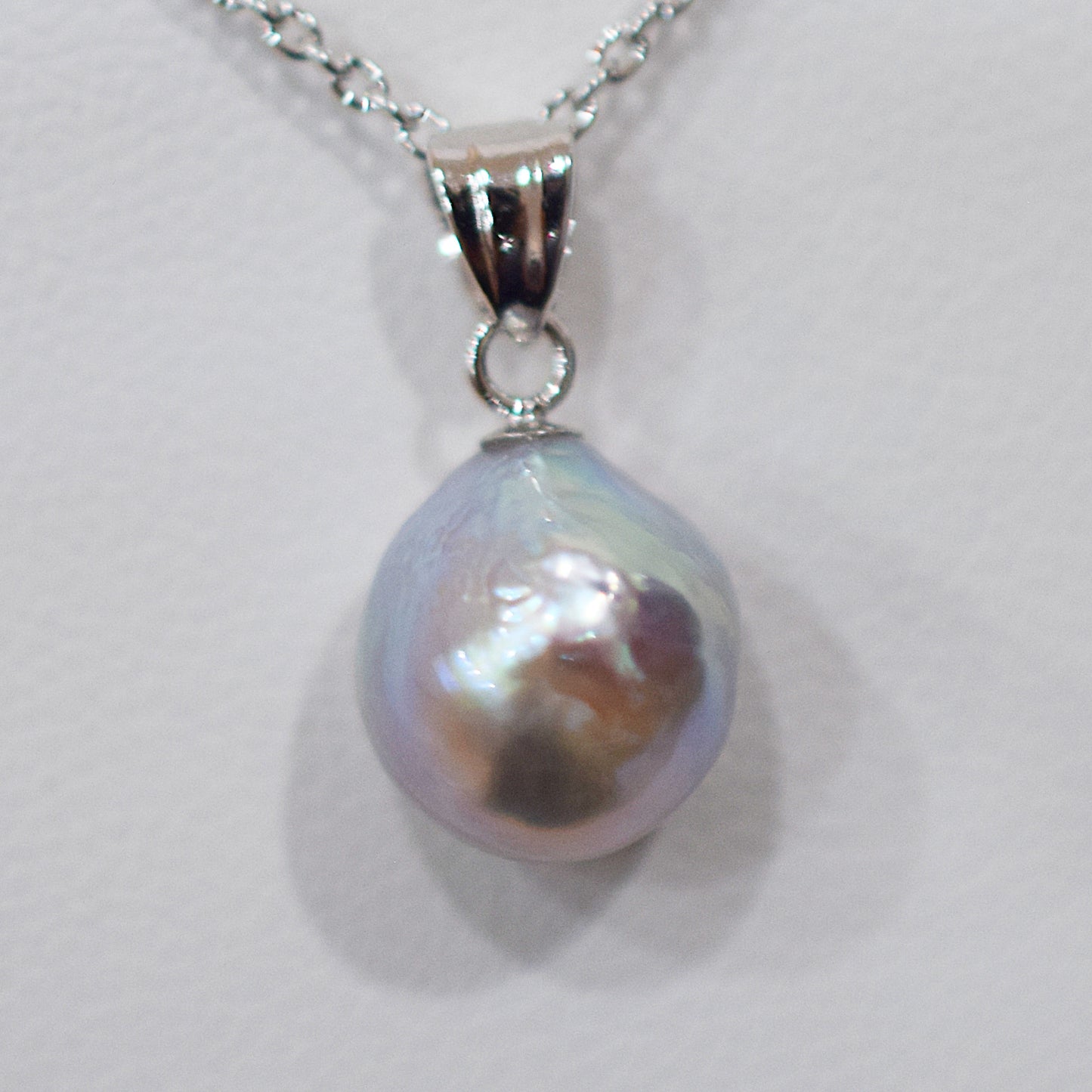 <SALE> Limited to actual item Pendant top Necklace Natural color Baroque 10mm Real Akoya Pearl Japan 17.7inch Japanese