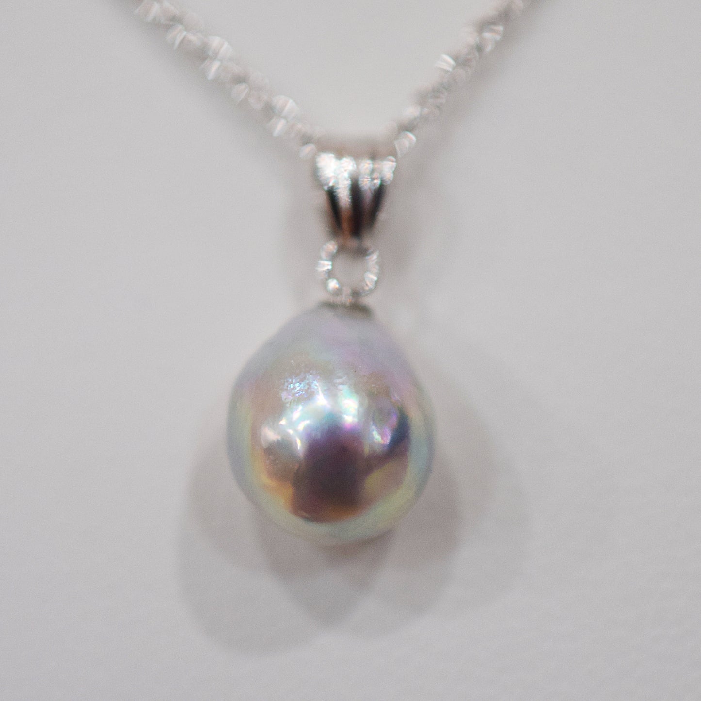 <SALE> Limited to actual item Pendant top Necklace Natural color Baroque 10.3mm Real Akoya Pearl Japan 17.7inch Japanese