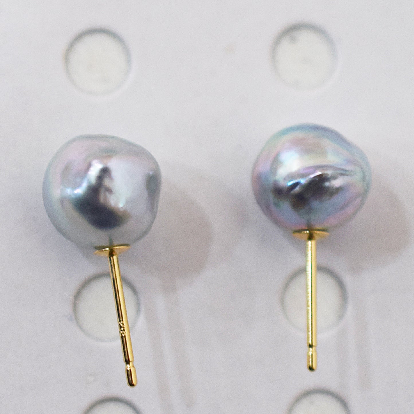 Limited to actual item Natural color akoya pearl Baroque pearl 10mm - 10.5mm 18K 14K Surgical Stainless Steel stud Earrings Japan akoyapearl