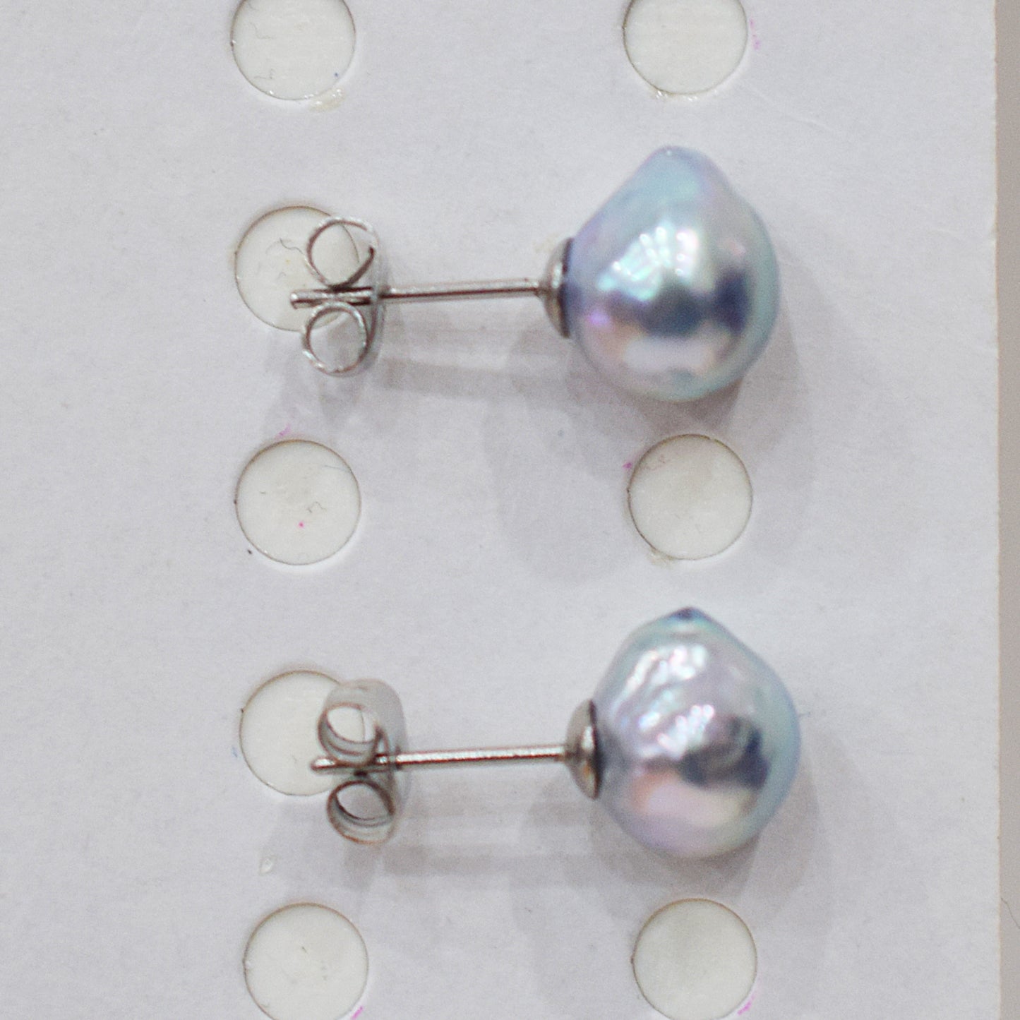 Limited to actual item Natural color akoya Baroque pearl 10mm - 10.5mm Surgical Stainless Steel Seawater Akoya Pearl Stud Earrings Japan