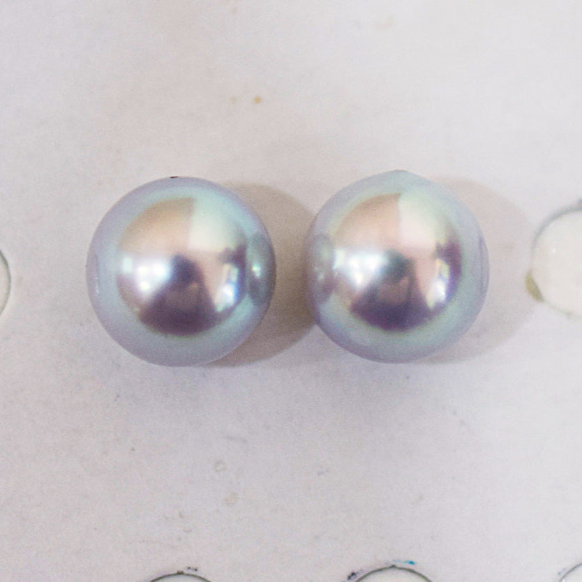 AAA rank 8mm - 8.5mm Natural 1pair 2pc Real Akoya Pearl studs Earring Japan Japanese Seawater reenspearl birthday loose