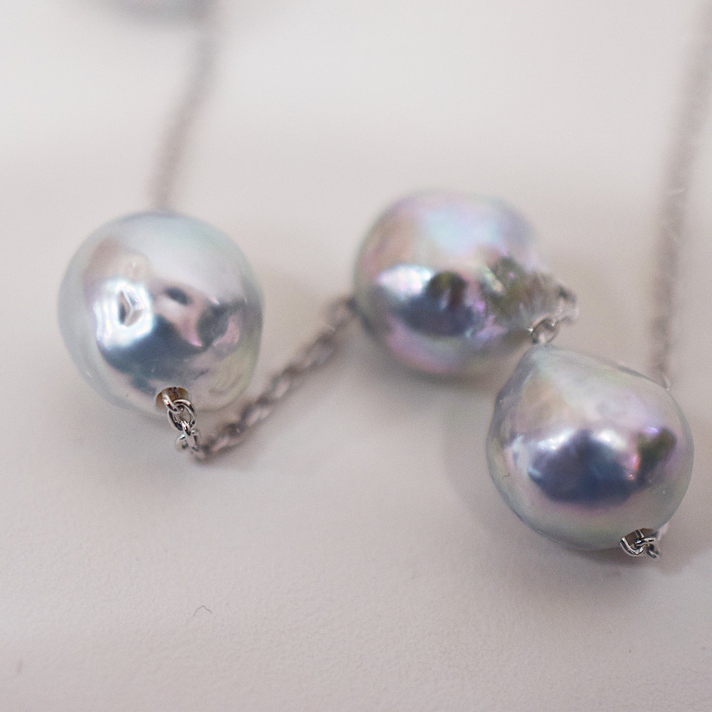Limited to actual item Through Necklace Natural color Baroque 9 - 10mm Real Akoya Pearl Japan 17.7inch