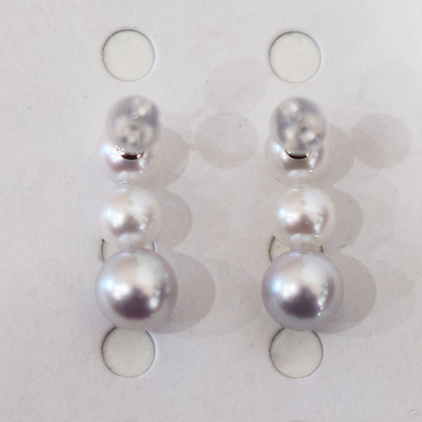 <SALE> Limited to actual item 6mm - 6.5mm × 7.5mm - 8mm Seawater Akoya Pearl White pink Natural color Stud Earring 14KWG Japan Japanese