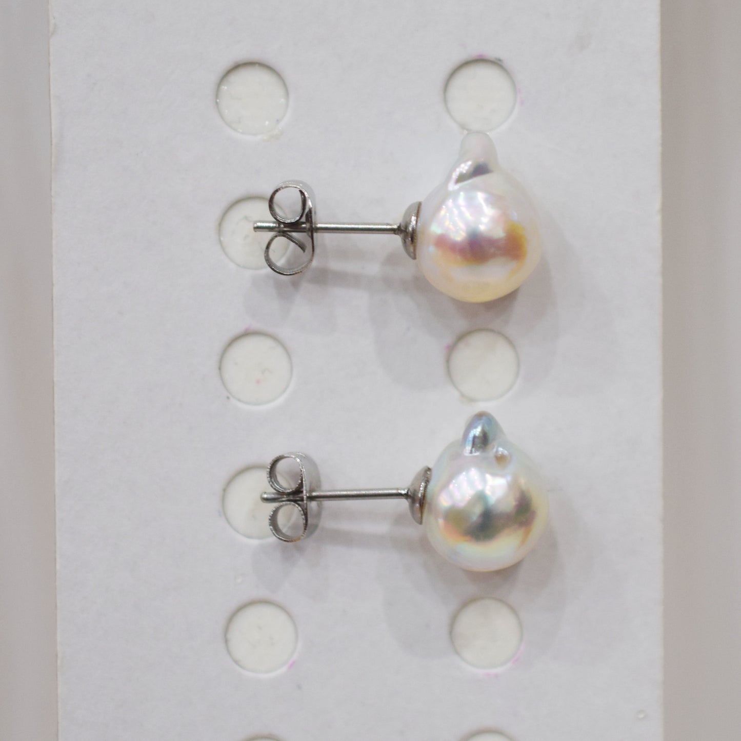 Limited to actual item Natural color akoya Baroque pearl 11mm - 11.5mm Surgical Stainless Steel Seawater Akoya Pearl Stud Earrings Japan