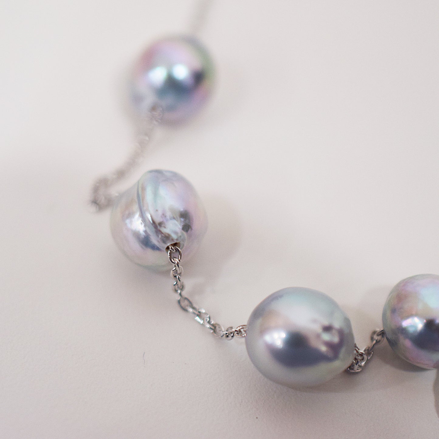 Limited to actual item Through Necklace Natural color Baroque 9 - 10mm Real Akoya Pearl Japan 17.7inch