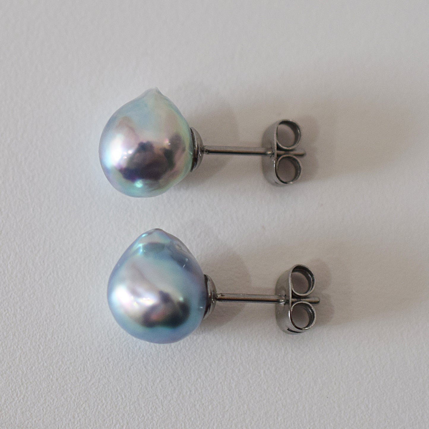 Limited to actual item Natural color akoya Baroque pearl 10mm - 10.5mm Surgical Stainless Steel Seawater Akoya Pearl Stud Earrings Japan