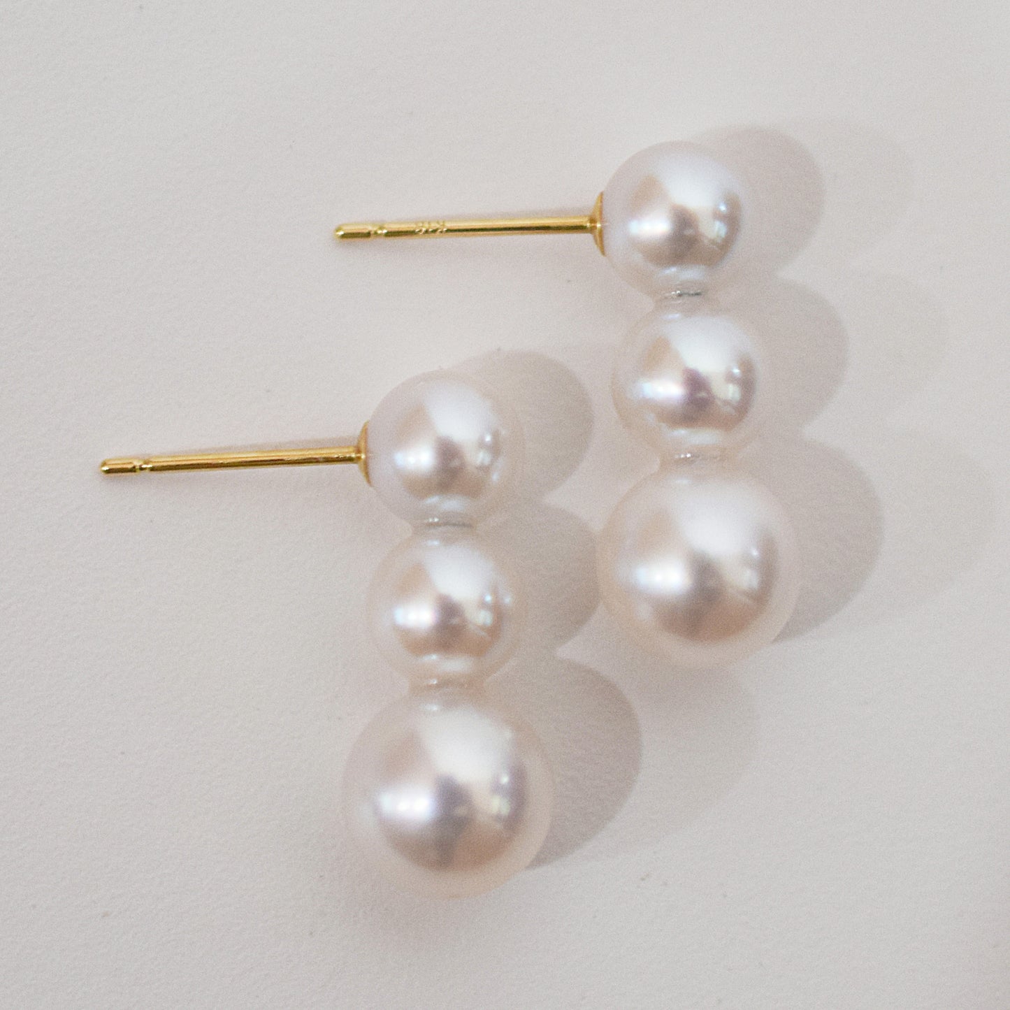 <SALE> Limited to actual item Whitepink 6mm - 6.5mm × 7.5mm - 8mm akoya pearl Earring K18YG Japan 1pair akoyapearl Seawater reenspearl