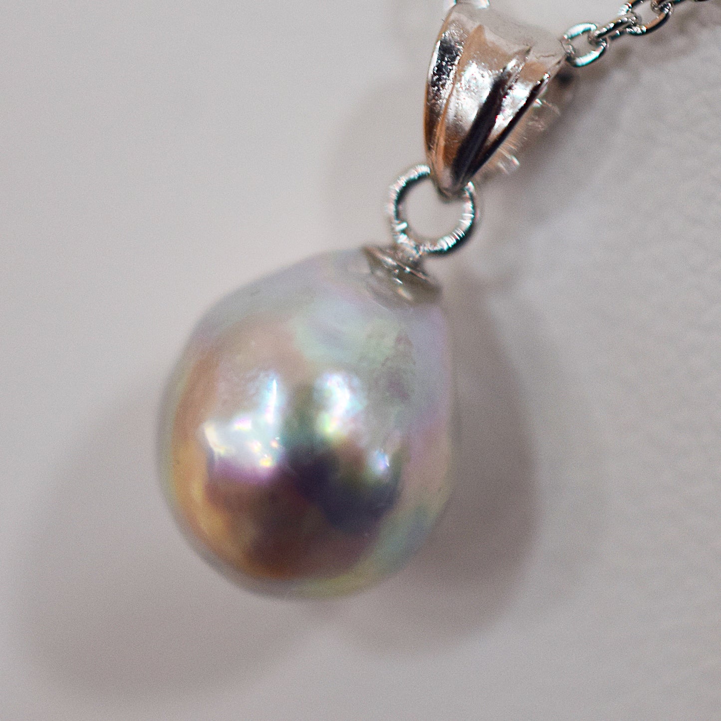 <SALE> Limited to actual item Pendant top Necklace Natural color Baroque 10.3mm Real Akoya Pearl Japan 17.7inch Japanese