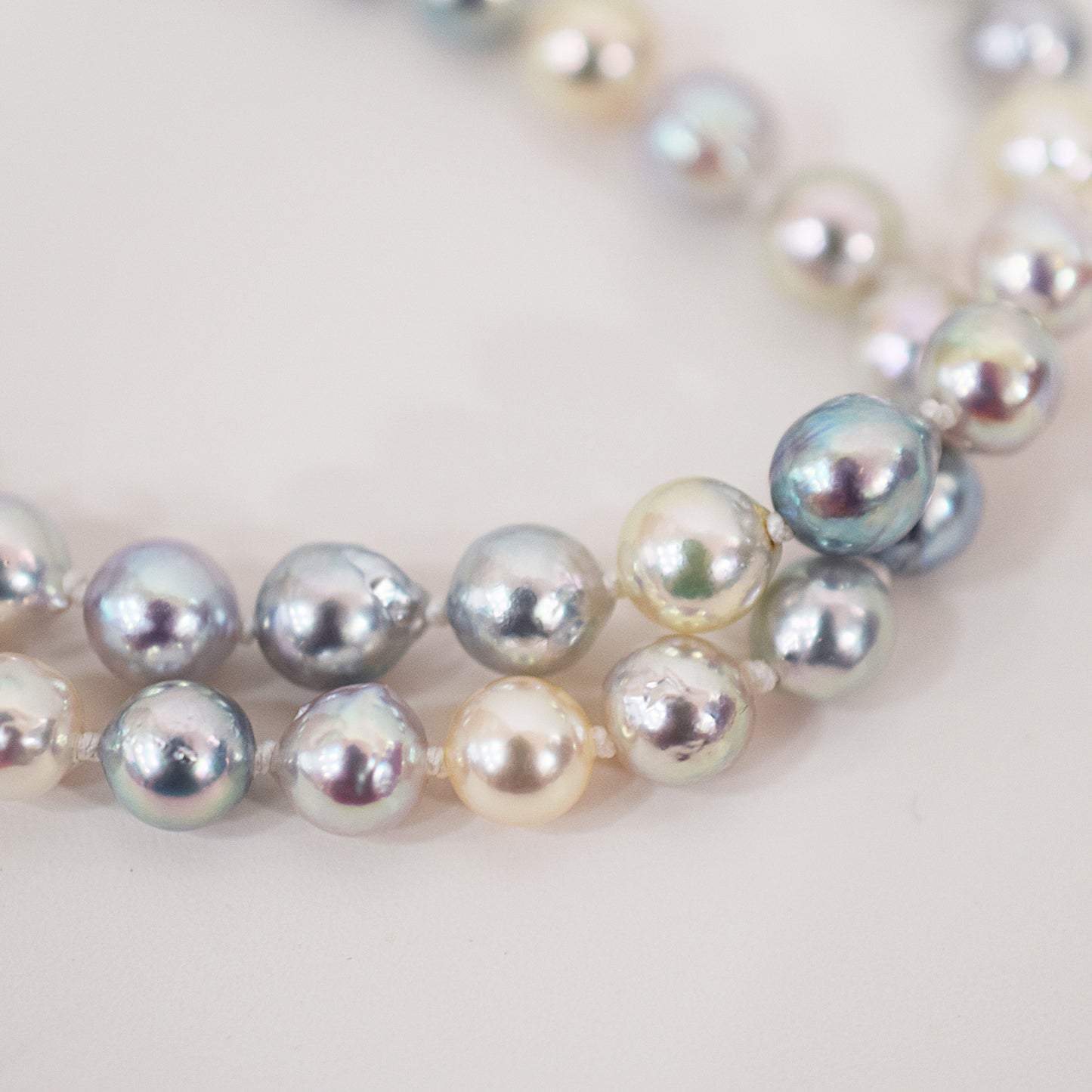Limited to actual item Necklace Natural Multi color Semi-round Baroque 6mm - 7mm Akoya Pearl Japan 19.4inch starand choker