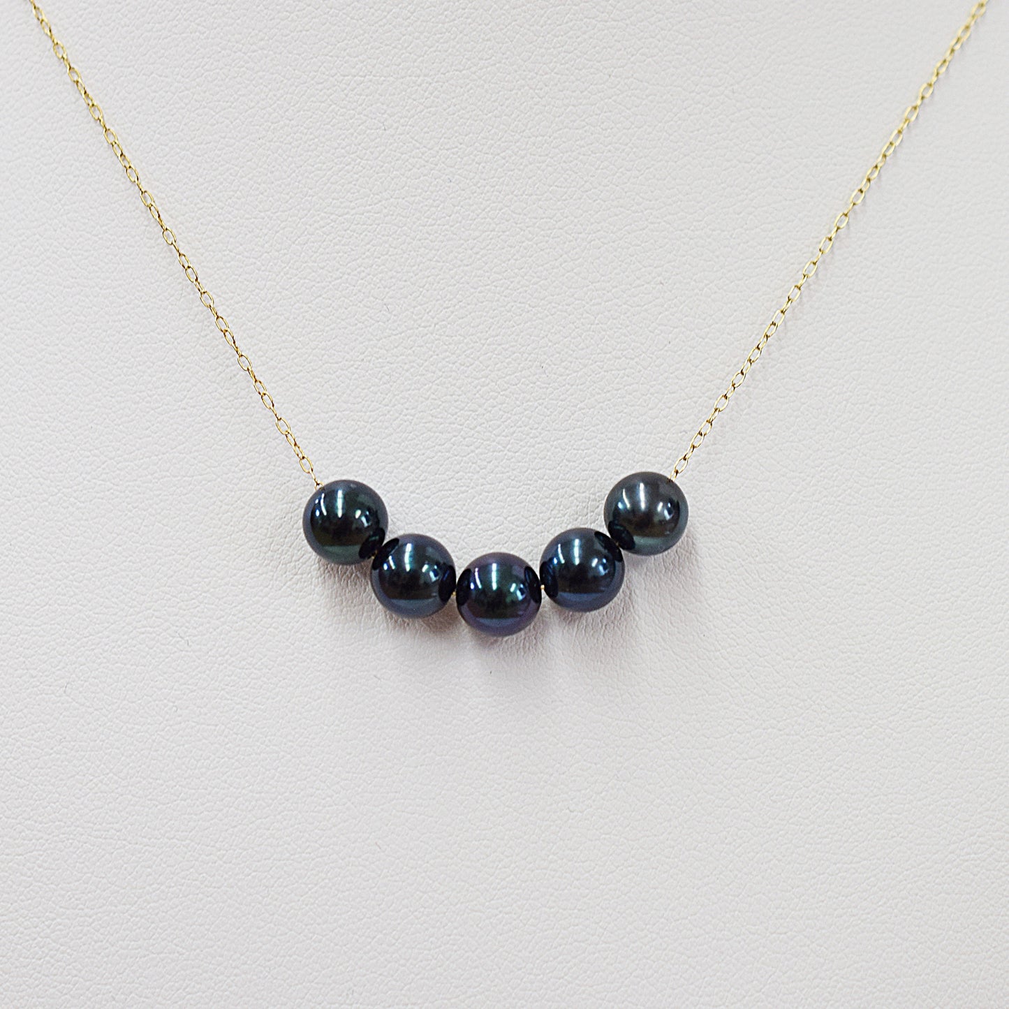 <SALE> Limited to actual item Black 7mm - 7.5mm aakoya pearl through necklace 10K Real Japan reenspearl Japanese Seawater pearl dyed color